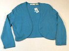 VTG Neiman Marcus Womens Cashmere Blend Crop Cardigan Sweater Size L Blue NWT