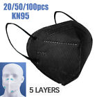 Protective 5 Layer Face Mask BFE 95% Black KN95 Disposable Respirator 50/100 Pc