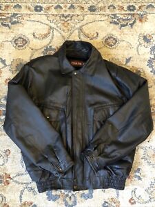 Vintage Phase 2 Leather Biker Jacket Large Tall Zip Up Button Men’s