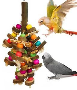 Bird Toys, Parrot Toys for Large Birds, Natural Peppered Wood African Grey Parro