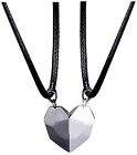 2pc Magnetic Couple Heart Matching Pendant Distance Faceted Charm Lover Necklace