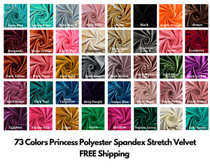 73 Colors Princess Polyester Spandex Stretch Velvet Fabric by the Yard