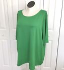 Susan Graver Women’s Top Plus Size 3X Solid Bright Green Short Sleeve Round Neck