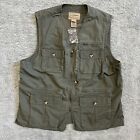 LL Bean Mens Olive Green Zip Up Hunting/Fishing Vest  Size XXL