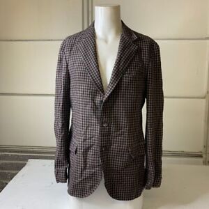 BRUNELLO CUCINELLI Checked Print Suit Jacket Men's Size 50 Brown