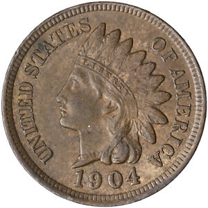 New Listing1904 (P) Indian Head Cent About Uncirculated Penny AU See Pics S563