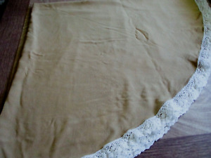 New Listinground tan cotton blend tablecloth lace edging 54