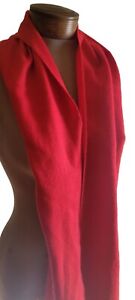 Beautiful 12” X 70”  Solid Blood Red Rayon Soft Fringe Scarf