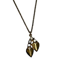 VTG Crown TRIFARI Gold Toned Double Heart Pendant Necklace, Signed, Estate piece