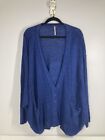 FREE PEOPLE Days Like This Cardigan Sweater Blue Linen Oversized Snaps Large