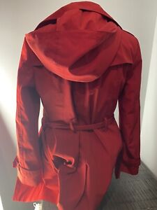 Calvin Klein Womens Hooded Trench Coat size Small Red