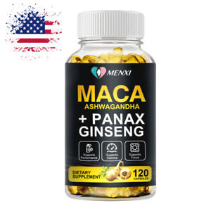 MACA ROOT Capsules Peruvian Maca Extract for Men Organic Vitamins 120 Pills