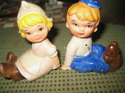 VINTAGE DUTCH BOY AND GIRL SALT AND PEPPER SHAKERS  3 1/2