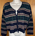 Vintage Paul Harris Design Cardigan Sweater Cropped Multi-color Women's Size Sm.