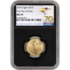 2024 American Gold Eagle 1/4 oz $10 - NGC MS70 First Day Issue Grade 70 Black