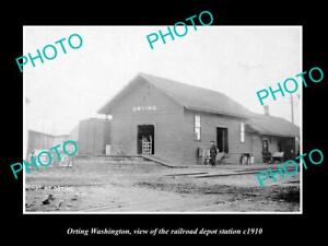 OLD POSTCARD SIZE PHOTO OF ORTING WASHINGTON THE RAILROAD DEPOT STATION c1910