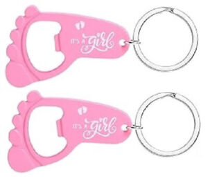 50 Its A Girl Pink Footprint Key Ring Bottle Opener baby shower gift party favor