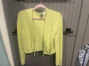 Divided Green Cropped Cardigan Tie Up Women’s Size Large H&M