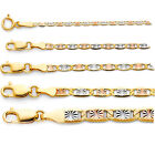 14K Tri Color Italian Gold Valentino Chain Necklace 1.5mm - 4.8mm Cadena de Oro