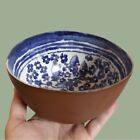 Signed Capuchin style bowl w/ glossy floral interior