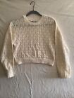 Zara Cream Long Sleeve Cropped Cardigan Sweater Size Small Open Knit