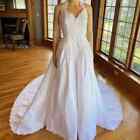 Lamour White Satin Corset Halter Detach Train Wedding Gown Bridal Dress Size 6