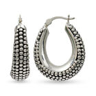 LeCalla 925 Sterling Silver Jewelry Antique Light-Weight Hoop Earrings for Women