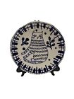 New ListingVintage Hand Painted Blue White Cat Salad Plate Pottery  7.5 inch