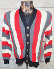 Vintage 1960's Pennleigh Striped Retro Wool Knit Cardigan Sweater Men's Small