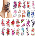 24 Pieces Women Temporary Tattoos Large Flowers Bright Colored Fake Tattoo New