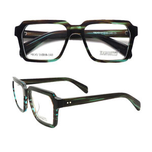 Hand Made Vintage Square Eyeglass Frames Black Full Rim Retro Glasses Men Women