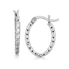 Diamond Cut Petite Oval Hoop Earrings 100% Genuine Sterling Silver 0.75