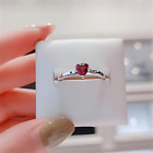 New 100% 925 Sterling Silver Sparkling Red Heart Promise Ring Size 5 6 7 7.5 8.5