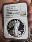 2021 W Proof American Silver Eagle Type 2 PF70 NGC W/ OGP