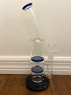 9.75” Glass Water Pipe Blue Turbine Honeycomb Percs 18mm