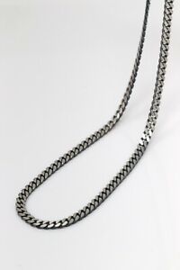 Solid Sterling Silver Gunmetal Finish 6mm Cuban Link Chain Necklace