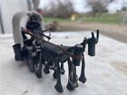 Nuts and Bolts Covered Wagon / pulling Horses Figurine Sculpture