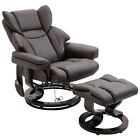 Faux Leather Massage Sofa Recliner Chair with Ottoman 10 Vibration Point Brown