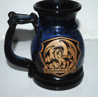 2004 Texas Renaissance Festival tankard/stein/mug, blue, dragon emblem, SIGNED
