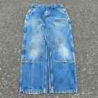 Vintage carhartt faded blue denim jeans double knee work wear carpenter pants