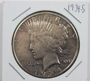 1934-S Peace Dollar :  Very Fine  VF  Details
