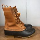 LL Bean Boots Womens 8 M Duck Bean Lace Up Classic Rain Mud Leather Brown