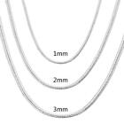 Sterling 925 Snake Chain Solid Round Italian Silver Necklace for Men Women Link