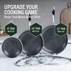 NEW!!! HexClad 6 Piece Hybrid Stainless Steel Cookware Pan Set with Lids