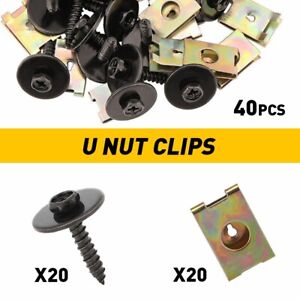 Metal Car Screw Body Side Fender Bumper Retainer U Nut Clips Gasket Fastener 40X (For: More than one vehicle)