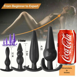 Beginner Silicone Butt Plug Set Dildo Beads Anal Sex Toy Wearable Trainer Kit