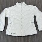 Columbia Puffer Jacket Womens Large White Green Insulated Ski Outdoor