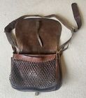 Antique Vintage English Leather Game Bag  Pouch 14 X 12” Mesh Insert Compart