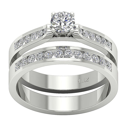 I1 G 1.25 Ct Bridal Wedding Ring Set Round Diamond Channel Set Appraisal 8.50 MM