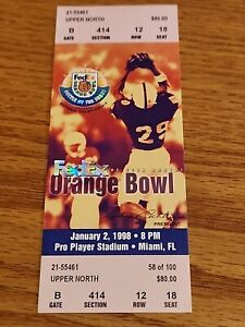 1998 Orange Bowl Complete Ticket Nebraska Tennessee
